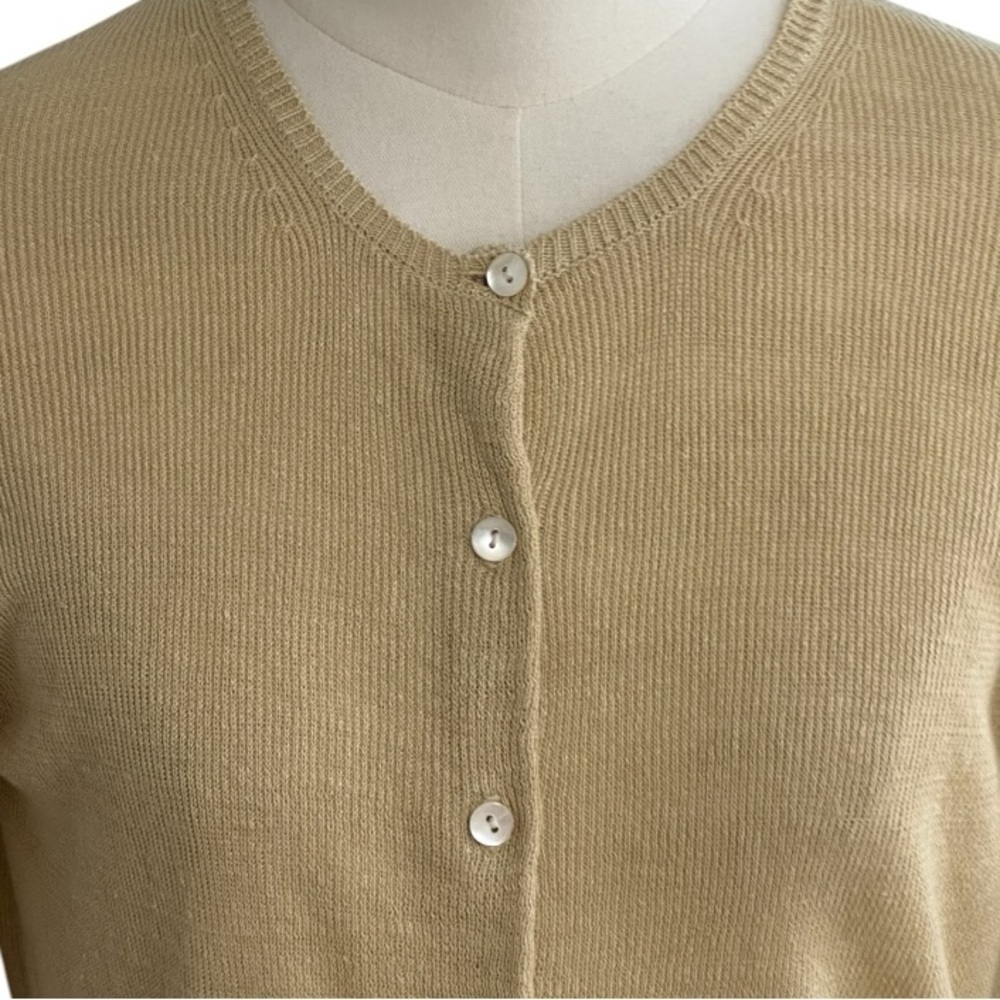 BROOKS BROTHERS Tan 100% Linen Cardigan Sweater Top Size XS S Vacation‎ Work - Picture 3 of 6